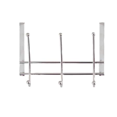 Home Basics Home Basics Chrome Plated Over the Door 3 Double-Hook Hanging Rack ZOR96209